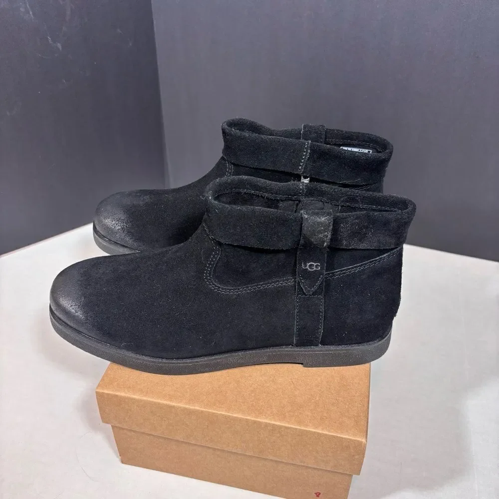 UGG Women’s Josefene Cuff Boot Black Suede Size 10 Excellent Condition